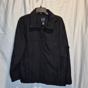 GAP Men's Black utility jacket,  quilted lining with 4 zippered pockets Sz S